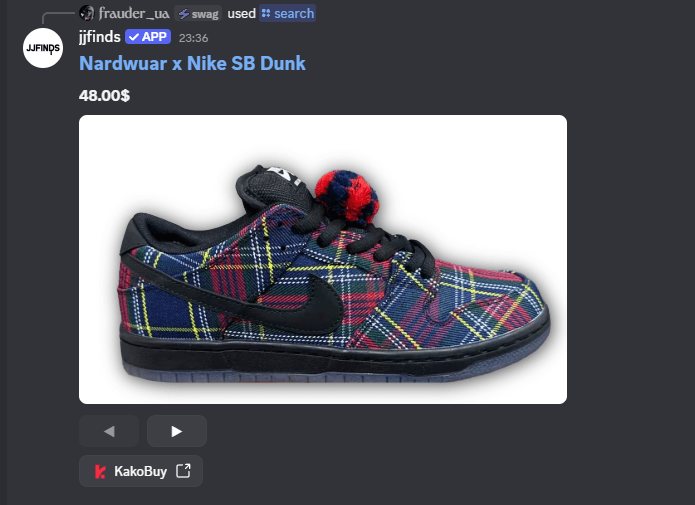 JJFINDS product search response for Nike SB Dunk